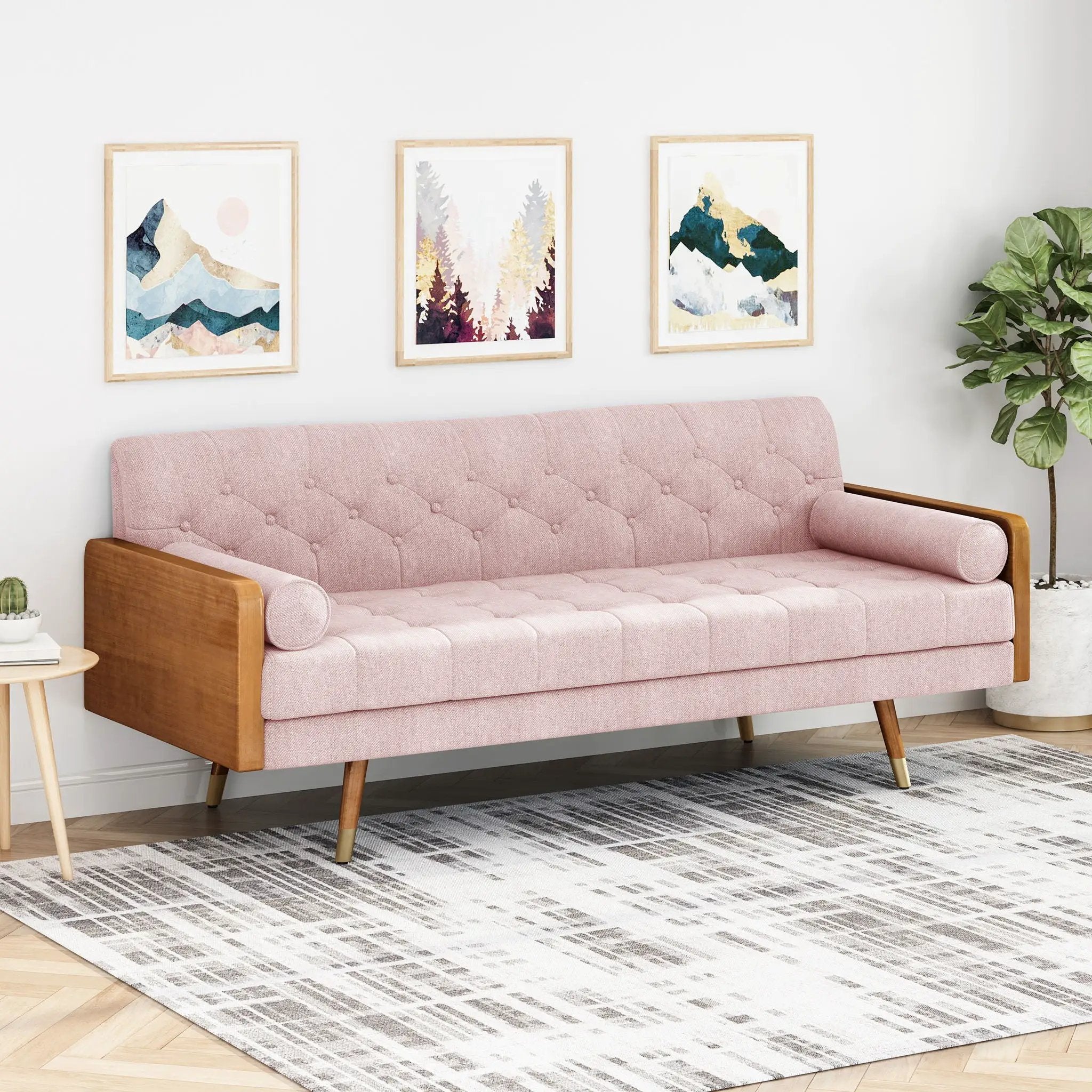 Aidan Mid Century Modern Tufted Fabric Sofa by HouseOfZazla