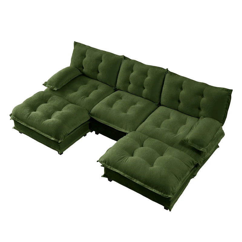 107" U Shaped Modern Sofa Modular Sectional Cloud Couch with Ottomans by HouseOfZazla