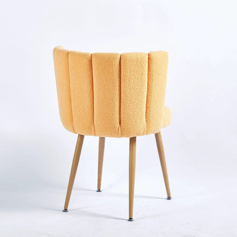 Modern Dining Chair (Set of 2) With Iron Tube Wood Color Legs, Shorthair Cushions And Comfortable Backrest, Suitable For Dining Room, Living Room, Cafe, Simple Structure by HouseOfZazla