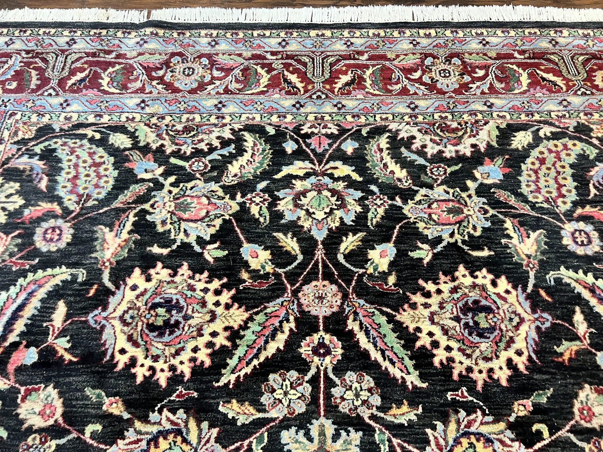 Indo Persian Rug 8x10, Nourison Carpet, Floral, Hand Knotted Vintage Wool Rug by Jewel Rugs
