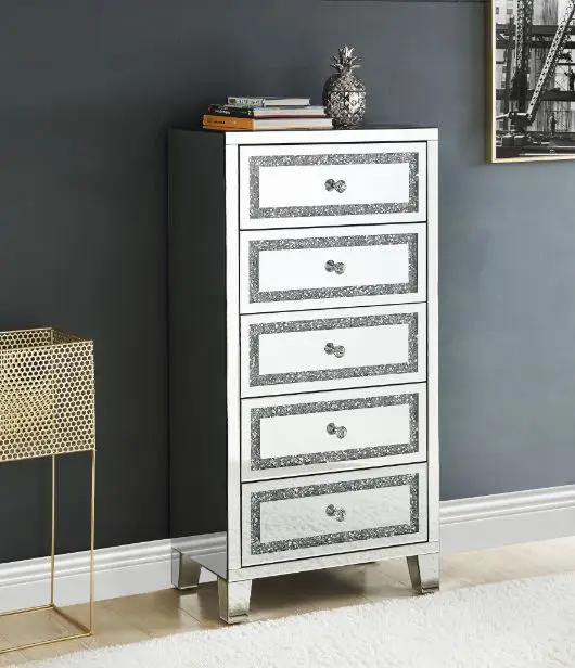 Noralie - Cabinet - Mirrored, Faux Diamonds by Unique Piece Furniture