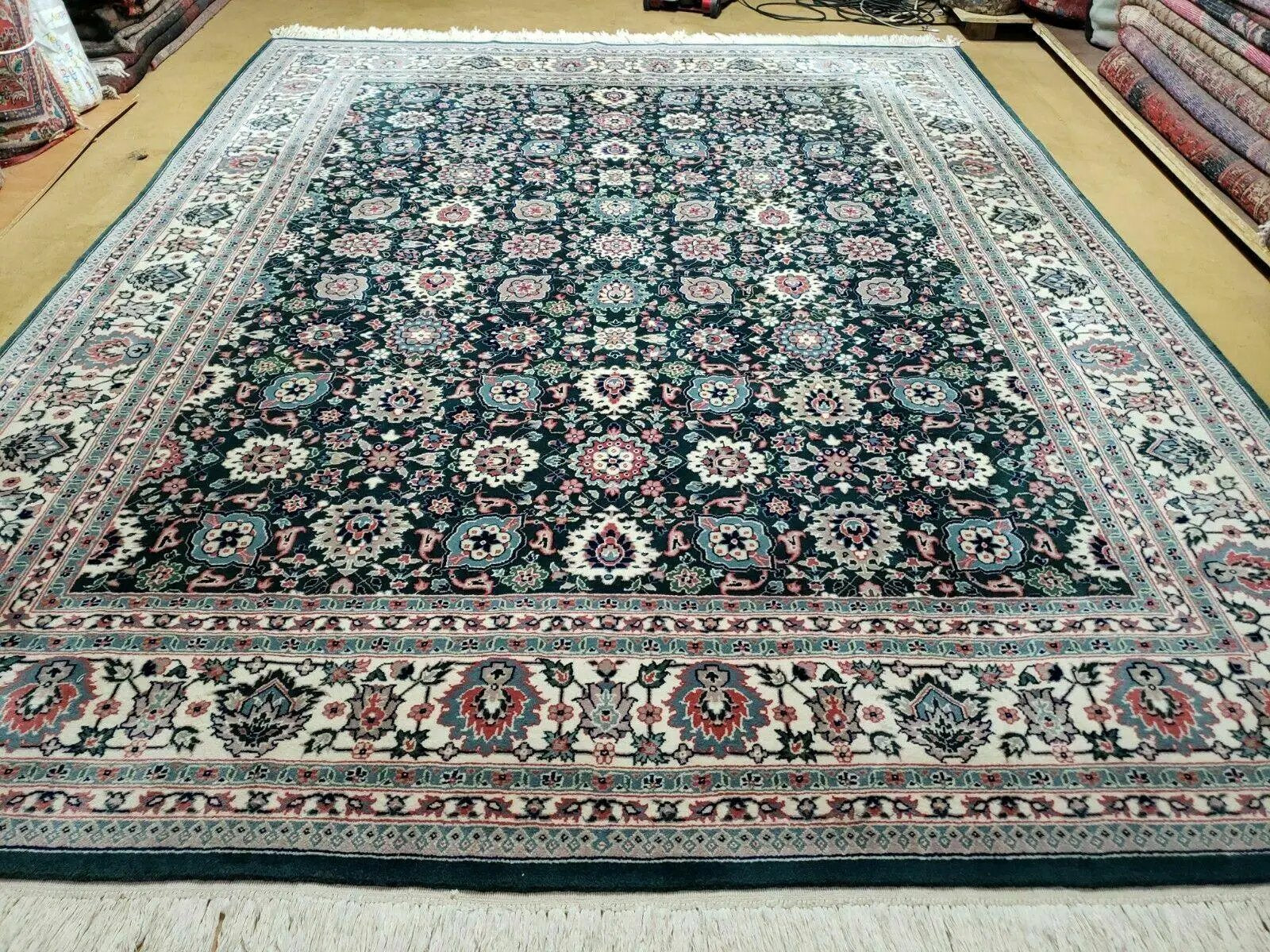 8' X 10' Handmade Indian Oriental Wool Rug Carpet Organic Dye Forest Green Nice by Jewel Rugs