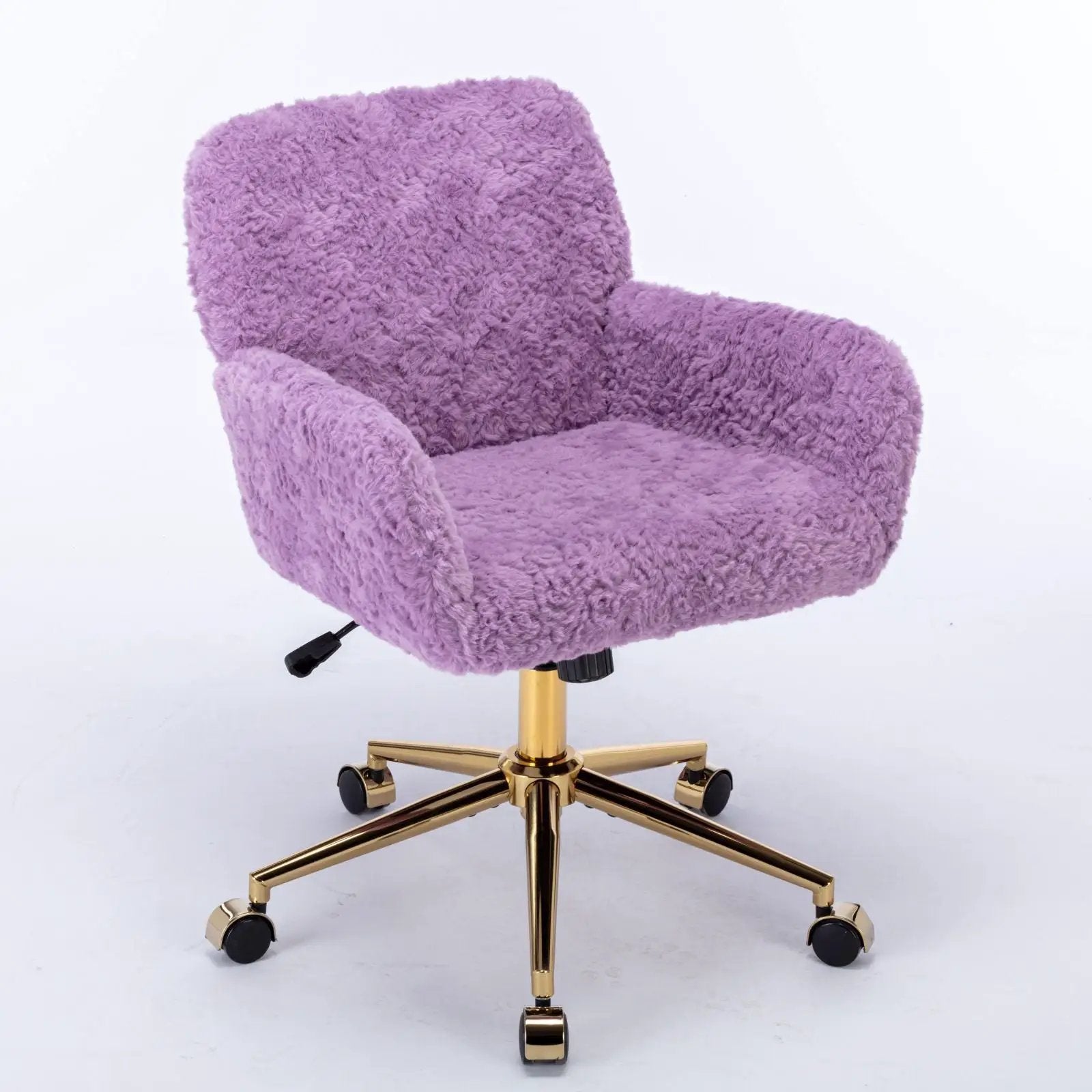 Office Chair, Artificial Rabbit Hair Home Office Chair With Metal Base, Adjustable Desk Chair Swivel Office Chair, Vanity Chair by HouseOfZazla