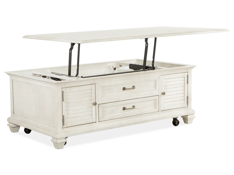 Newport - Lift Top Storage Cocktail Table (With Casters) - Alabaster by Unique Piece Furniture
