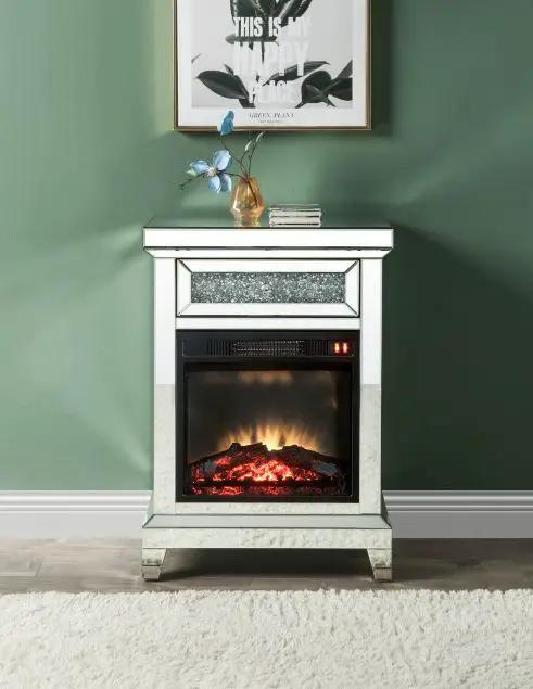 Noralie - 24" Fireplace - Mirrored & Faux Diamonds by Unique Piece Furniture