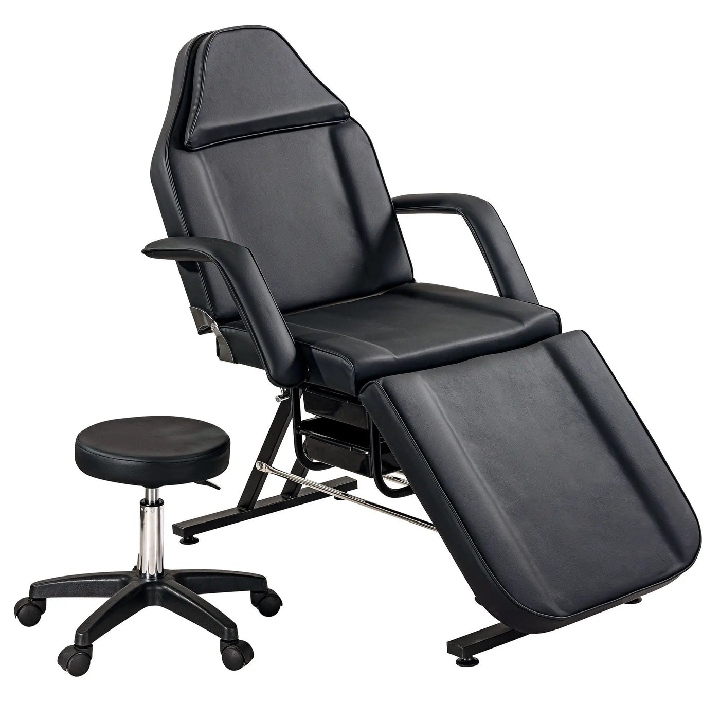 72.8" Massage Salon Tattoo Chair With Two Trays Esthetician Bed With Hydraulic Stool, Multi-Purpose 3-Section Facial Bed Table, Adjustable Beauty Barber Spa Beauty Equipment by HouseOfZazla
