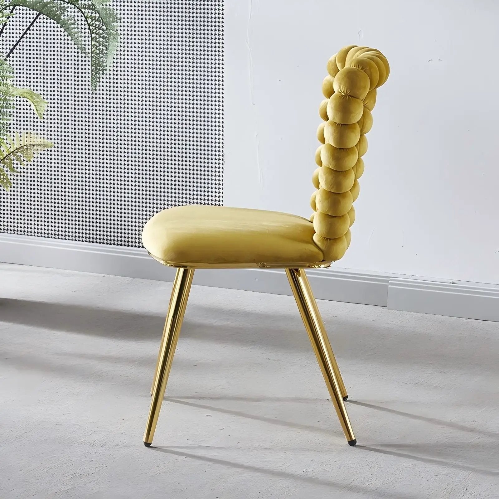 Modern Chair With Iron Tube Legs, Soft Cushions And Comfortable Backrest, Suitable For Dining Room, Living Room, Cafe, Hairball Back by Unique Piece Furniture