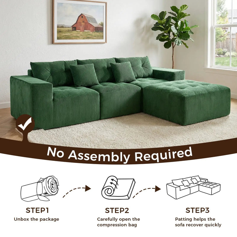 101" L-Shaped Modular Compression Sofa by HouseOfZazla