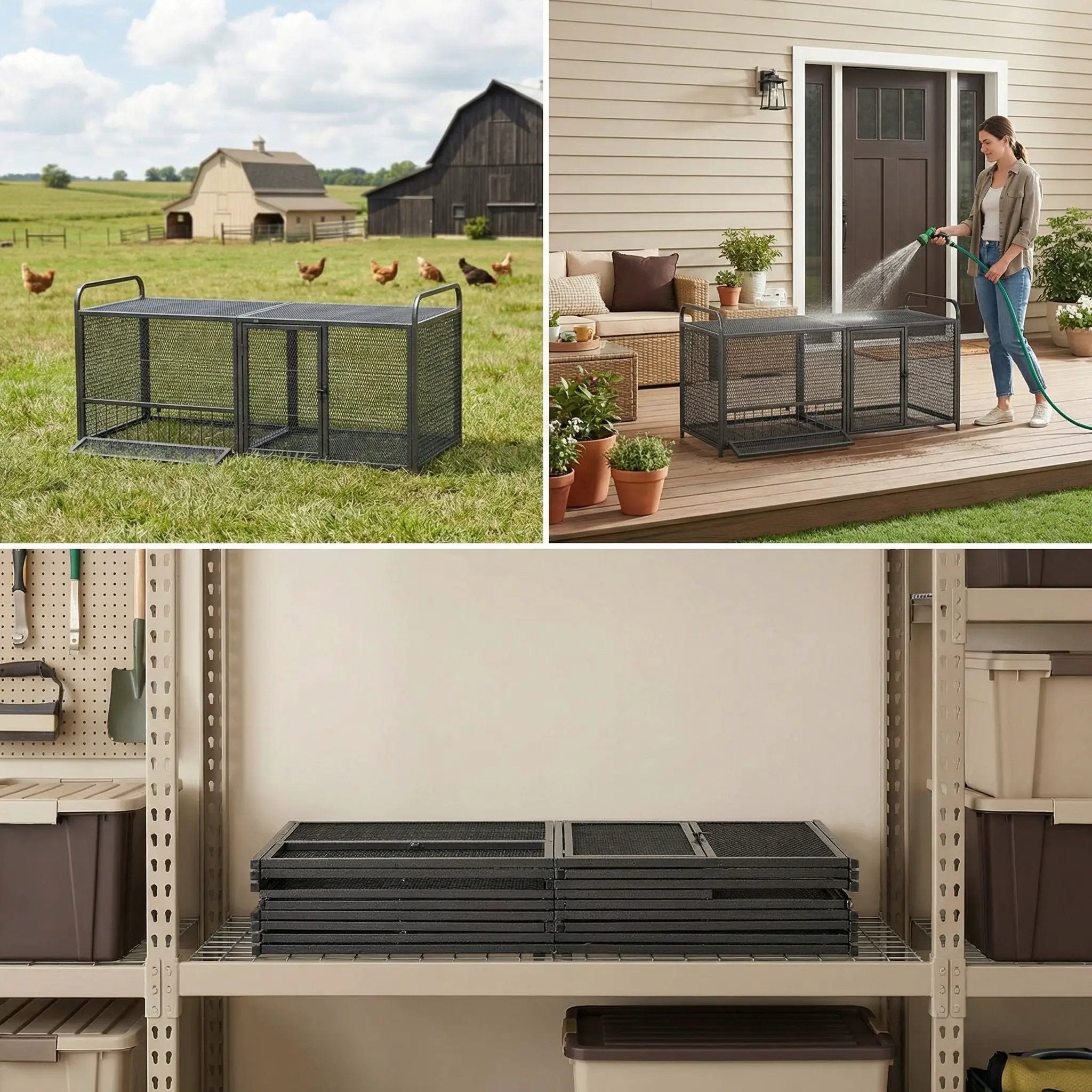 Chicken Cage, Poultry Breeding Coop - Black / Silver by HouseOfZazla