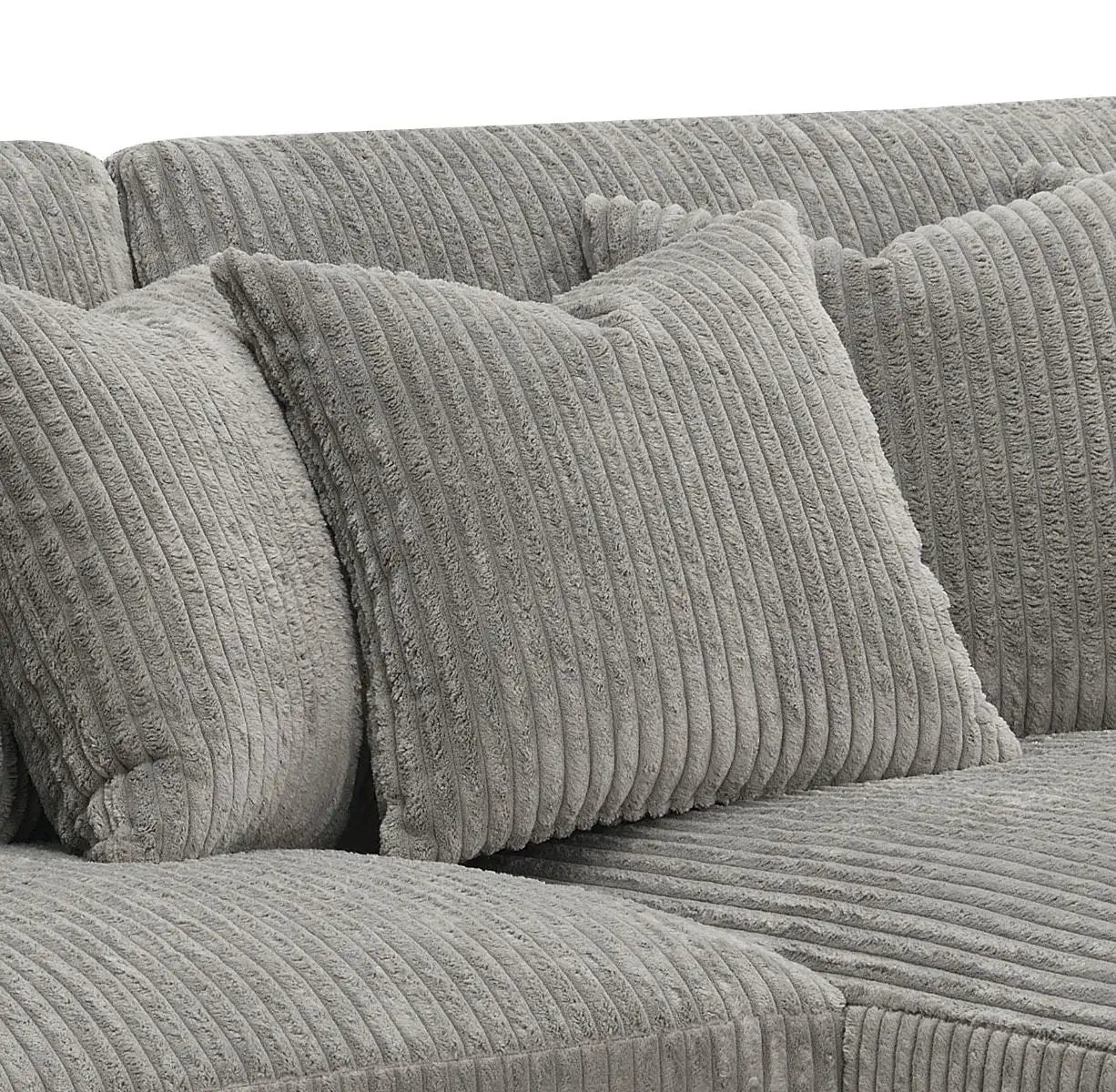 Tavia - Reversible Sectional Sofa With 6 Pillows - Gray Corduroy by Unique Piece Furniture