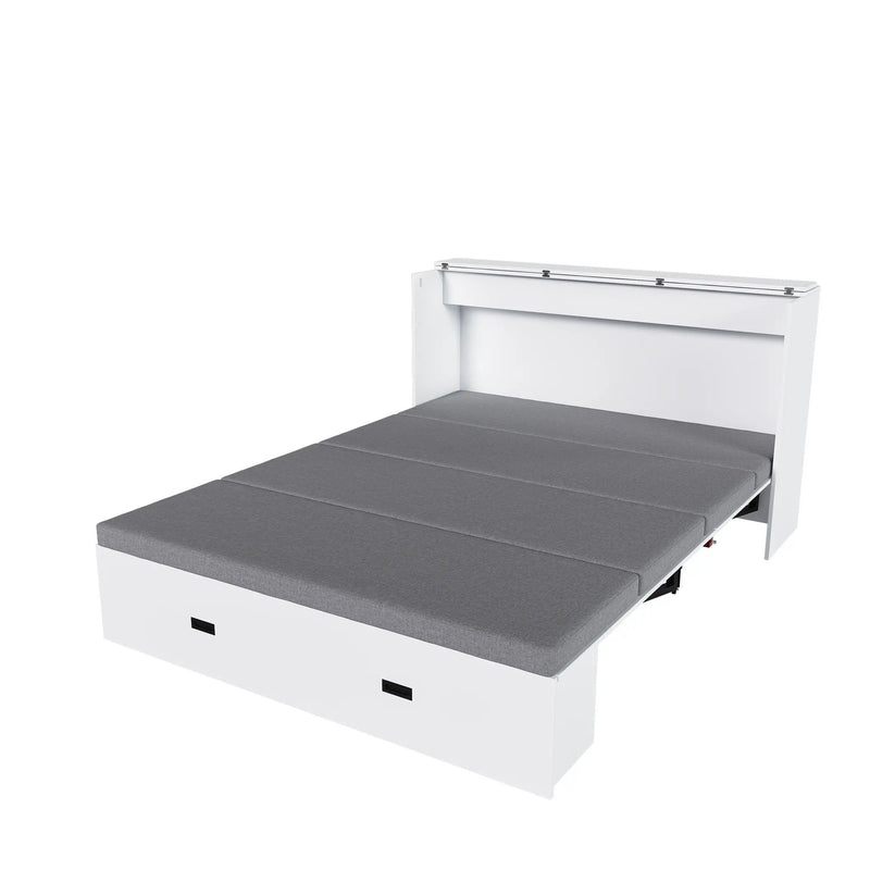 Murphy Bed With Storage Drawers And Charging Cabinet, Foldable Panels, Swivel Wheels by HouseOfZazla