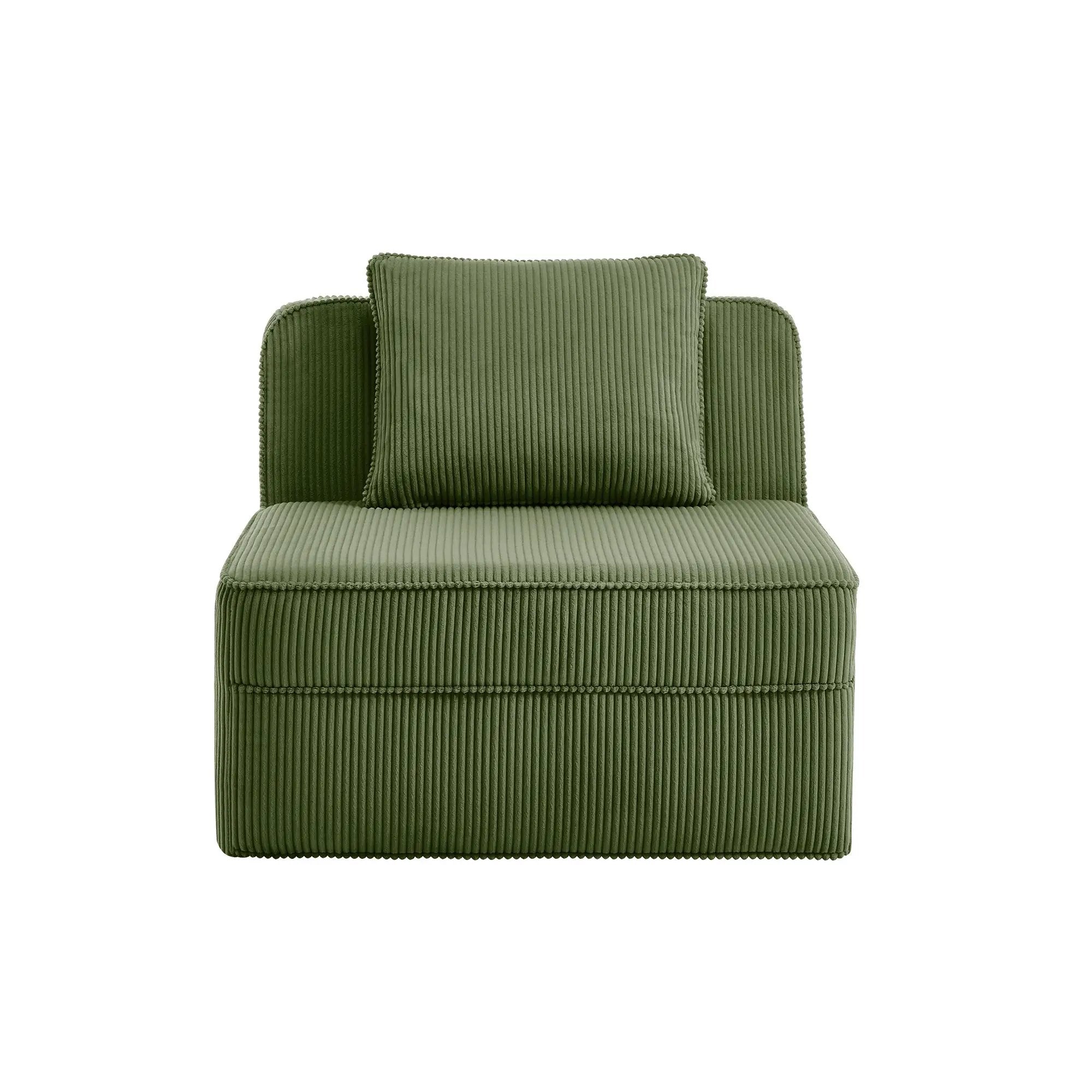 Armless Sofa with Pillow - Green Corduroy by HouseOfZazla