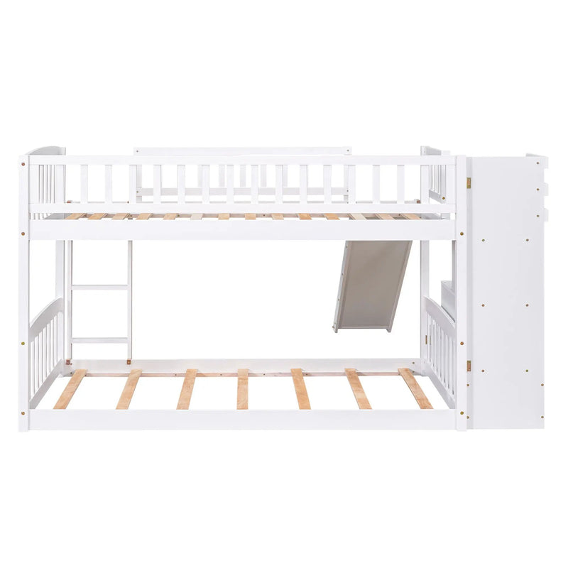 Twin Over Twin Stairway Bunk Bed With Two Drawers And Slide by Unique Piece Furniture