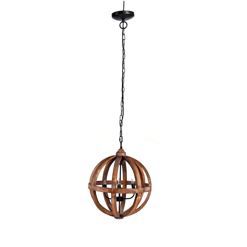 4 Light Wood Chandelier, Hanging Light Fixture With Adjustable Chain For Kitchen, Bulb Not Included - Brown by Unique Piece Furniture