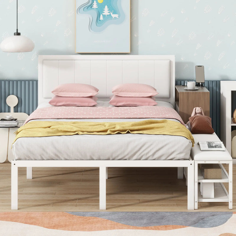 Platform Bed With 2 Tier Storage Shelves, Storage Cabinet by HouseOfZazla