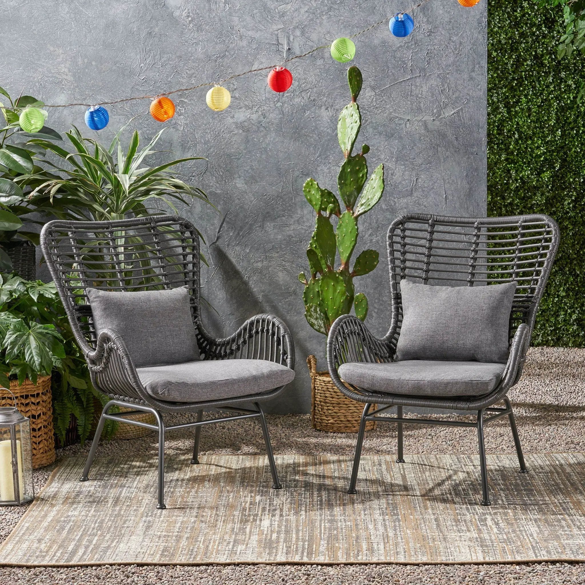 Modern Aesthetic Outdoor Rattan Accent Chair With Metal Legs by HouseOfZazla