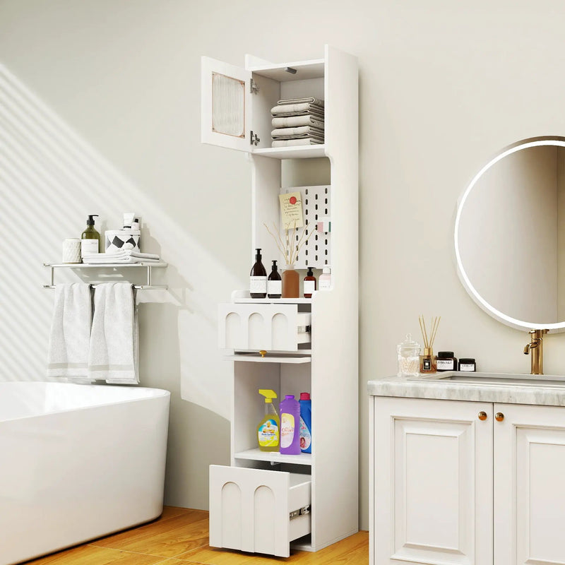 70.87" H Tall Bathroom Storage Cabinet with 1 Door and 2 Drawers by HouseOfZazla