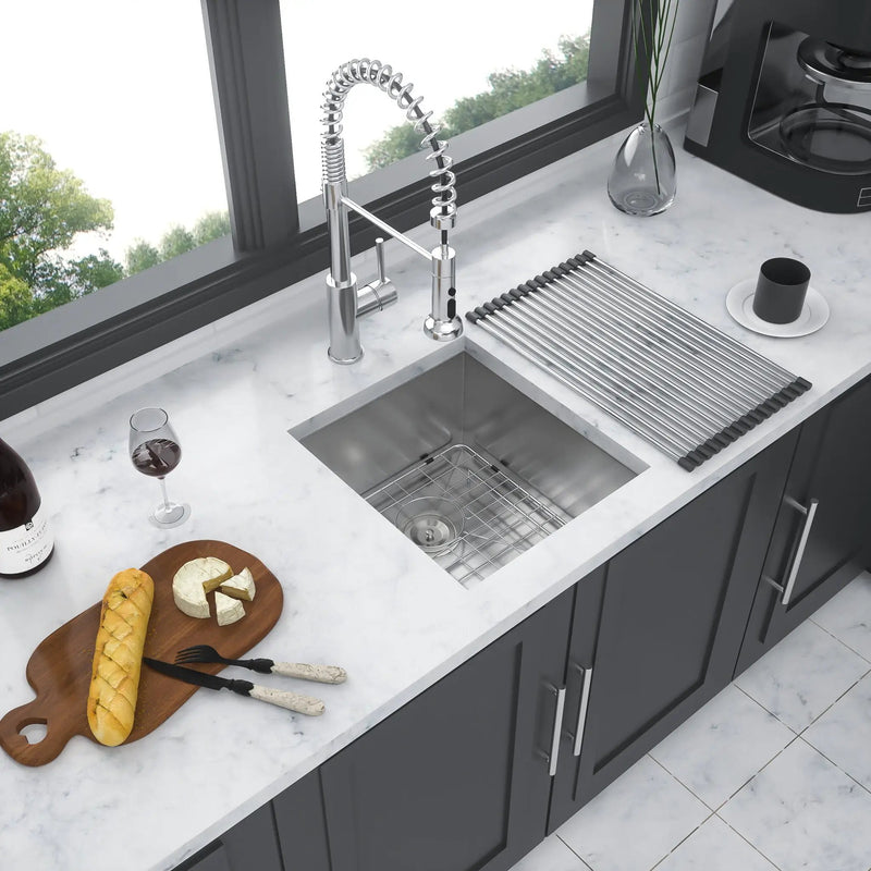 13" Undermount Stainless Steel Kitchen Sink 16 Gauge 9" Deep Single Bowl Basin - Brushed Nickel by HouseOfZazla