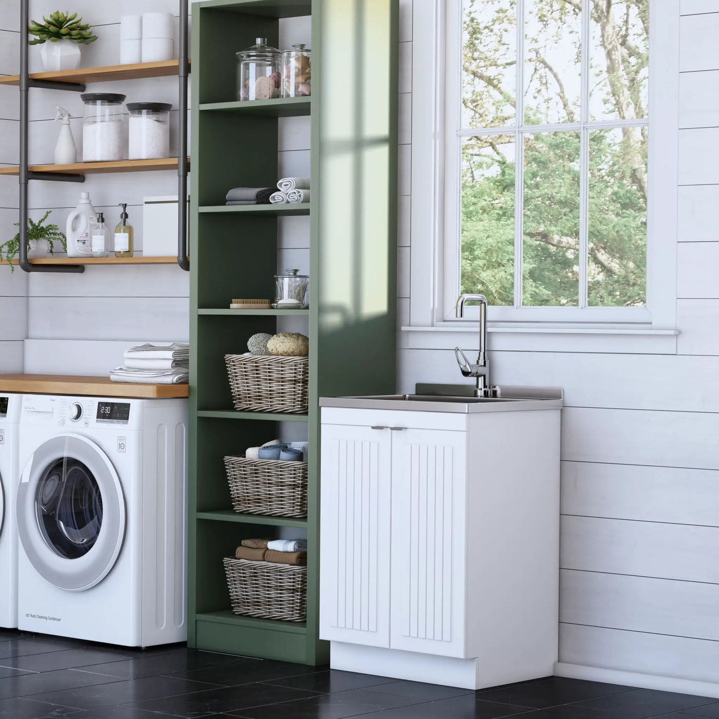 Murphy - Laundry Cabinet & Faucet And Stainless Steel Sink by HouseOfZazla