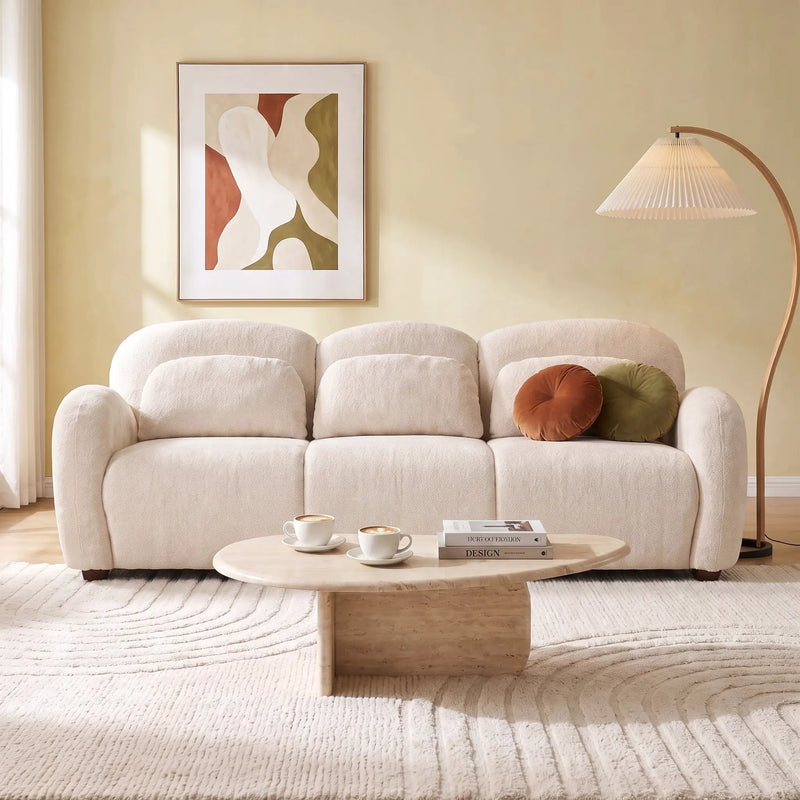 78 in. Modern 3 Seater Boucle Sofa Upholstered Couch with 3 Pillows by HouseOfZazla