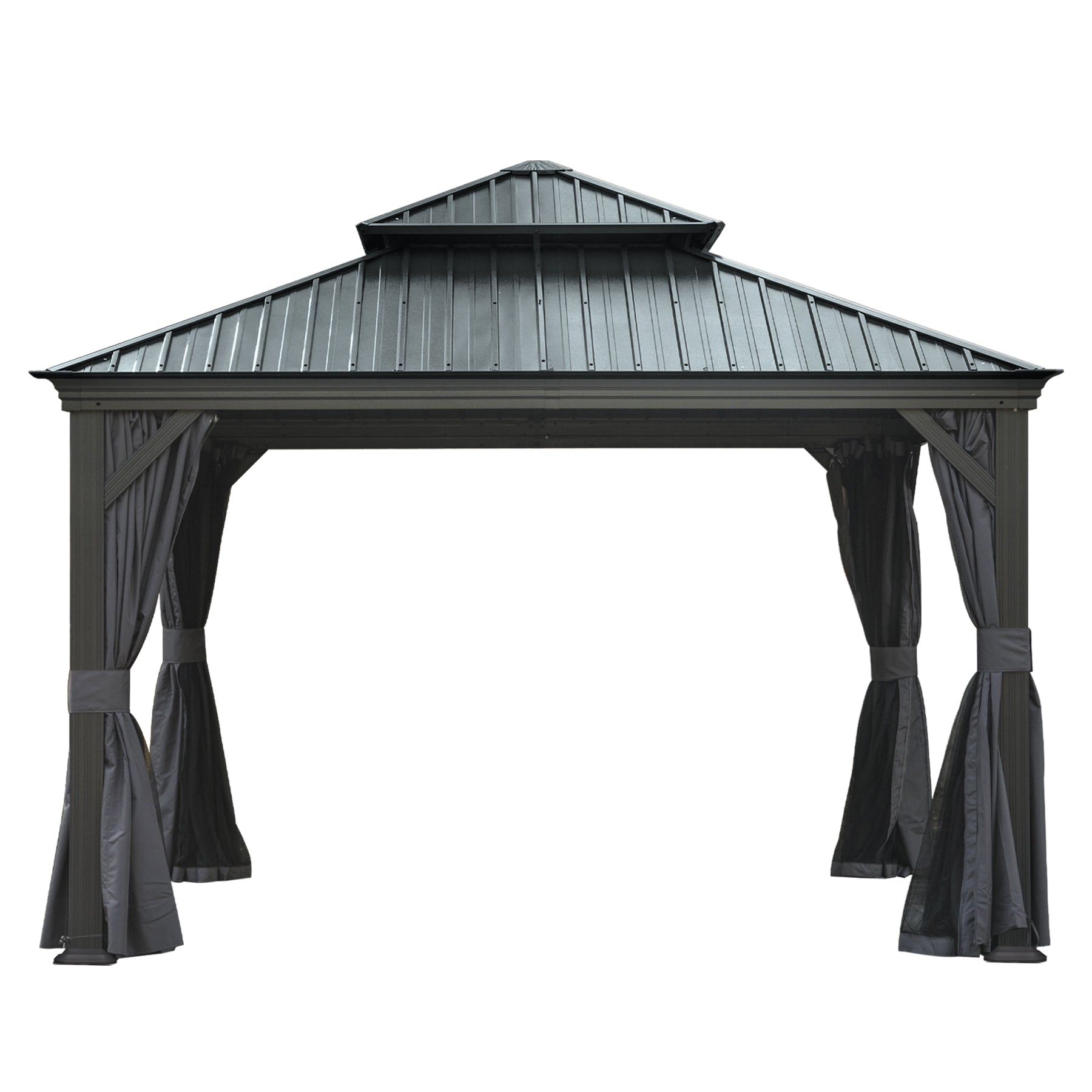 12'x12' Hardtop Gazebo Canopy with Galvanized Steel Double Roof by HouseOfZazla