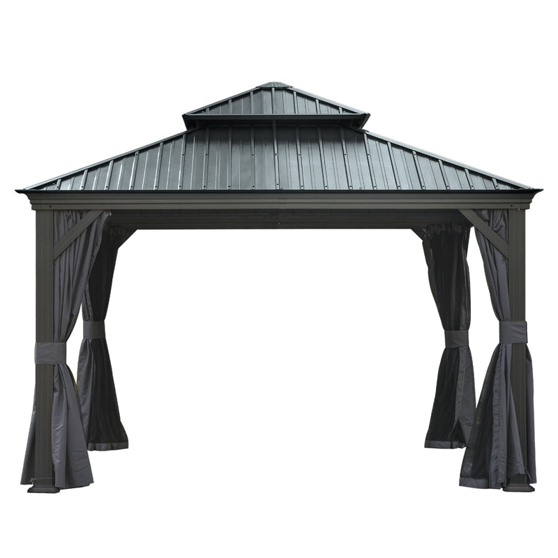 12'x12' Hardtop Gazebo Canopy with Galvanized Steel Double Roof by HouseOfZazla