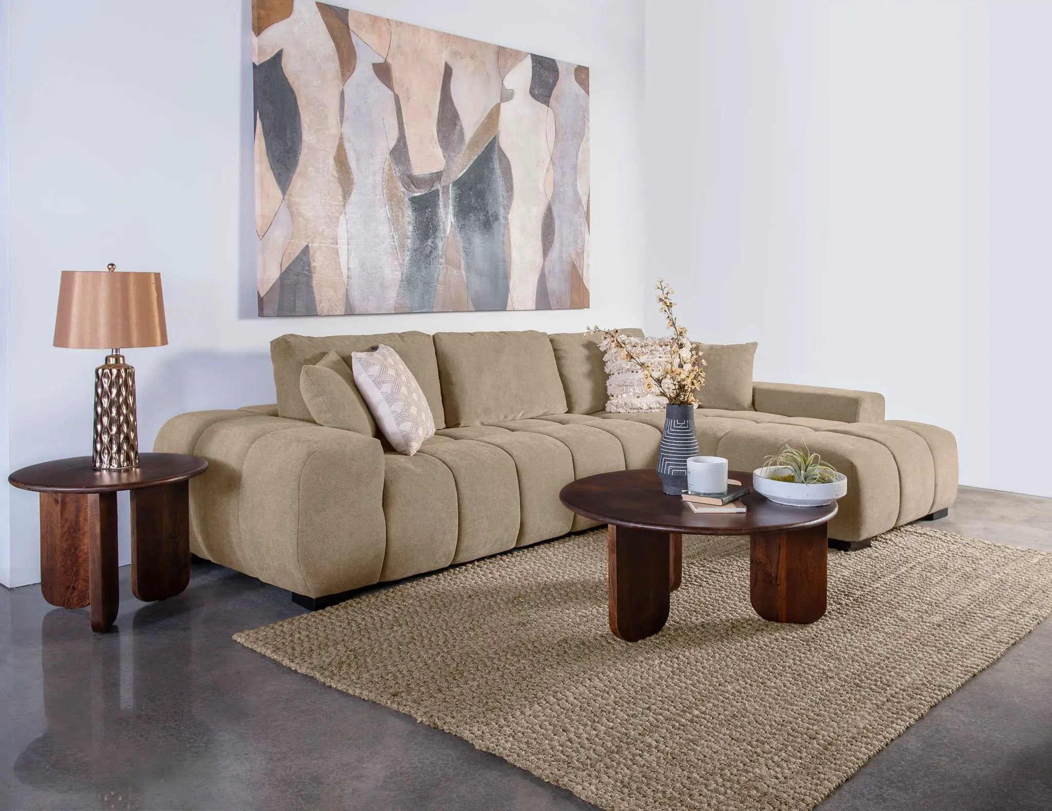 Octavia Upholstered Sectional Chaise Sofa Camel by Unique Piece Furniture