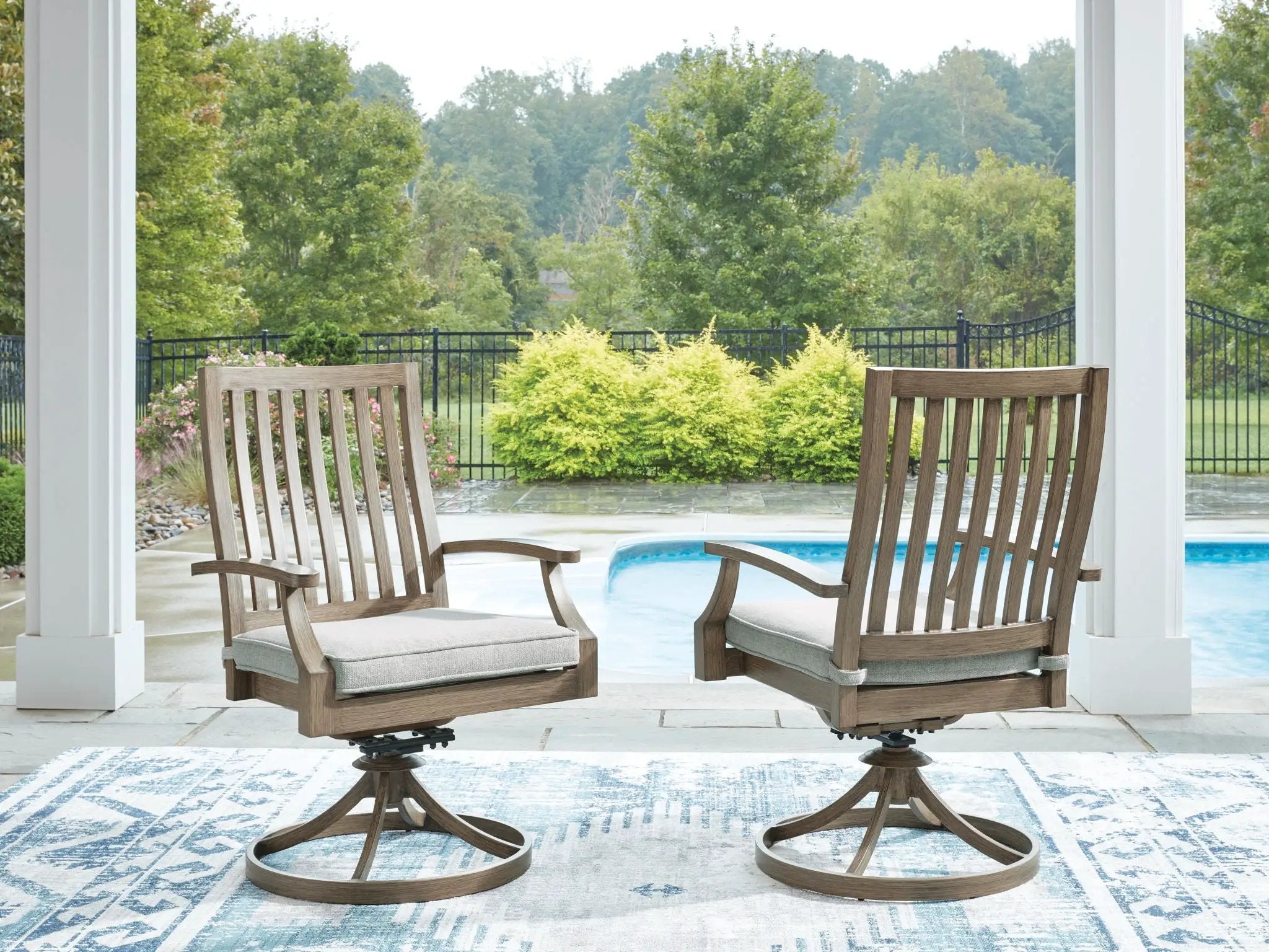 Rainier Ranch - Swivel Chair With Cushion (Set of 2) - Brown / Beige by Unique Piece Furniture