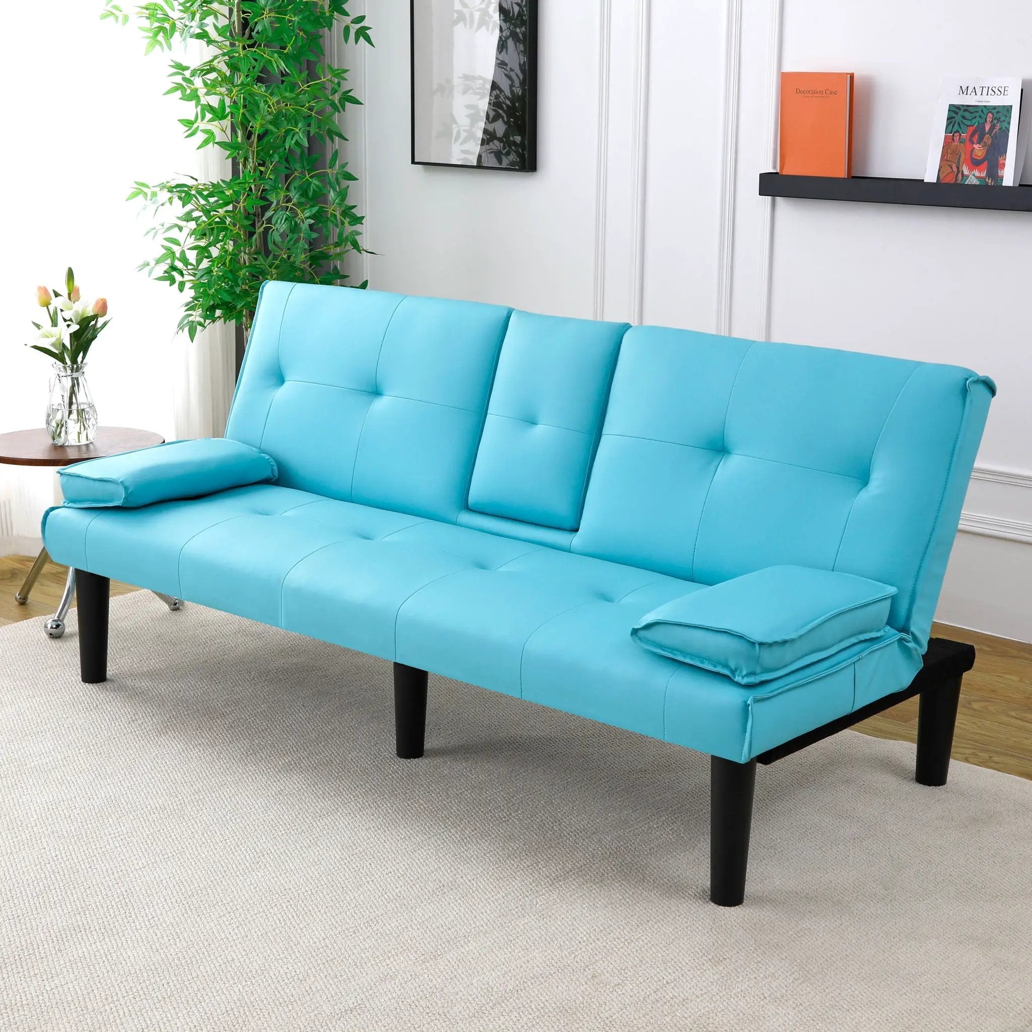 Sofa Bed With Foldable Design And Cup Holder by HouseOfZazla