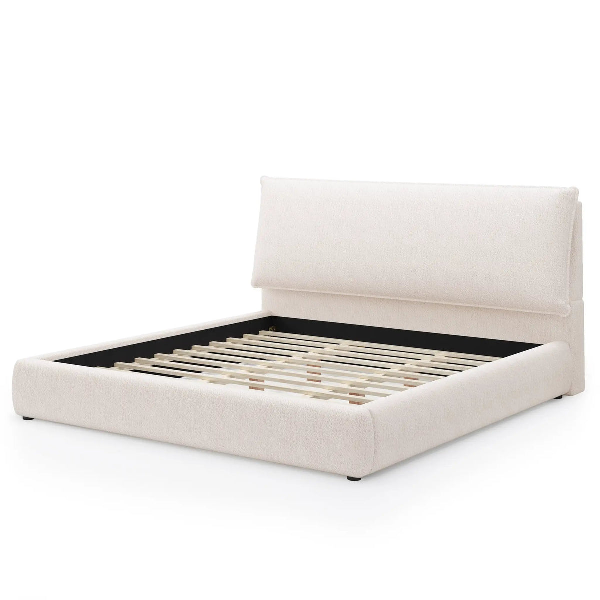 Upholstered Platform Bed Frame with Oversized Plush Pillow Headboard by HouseOfZazla