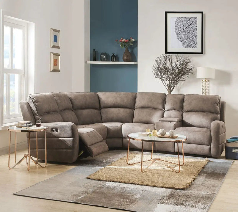 Olwen - Power Motion Sectional Sofa - Mocha Nubuck by Unique Piece Furniture