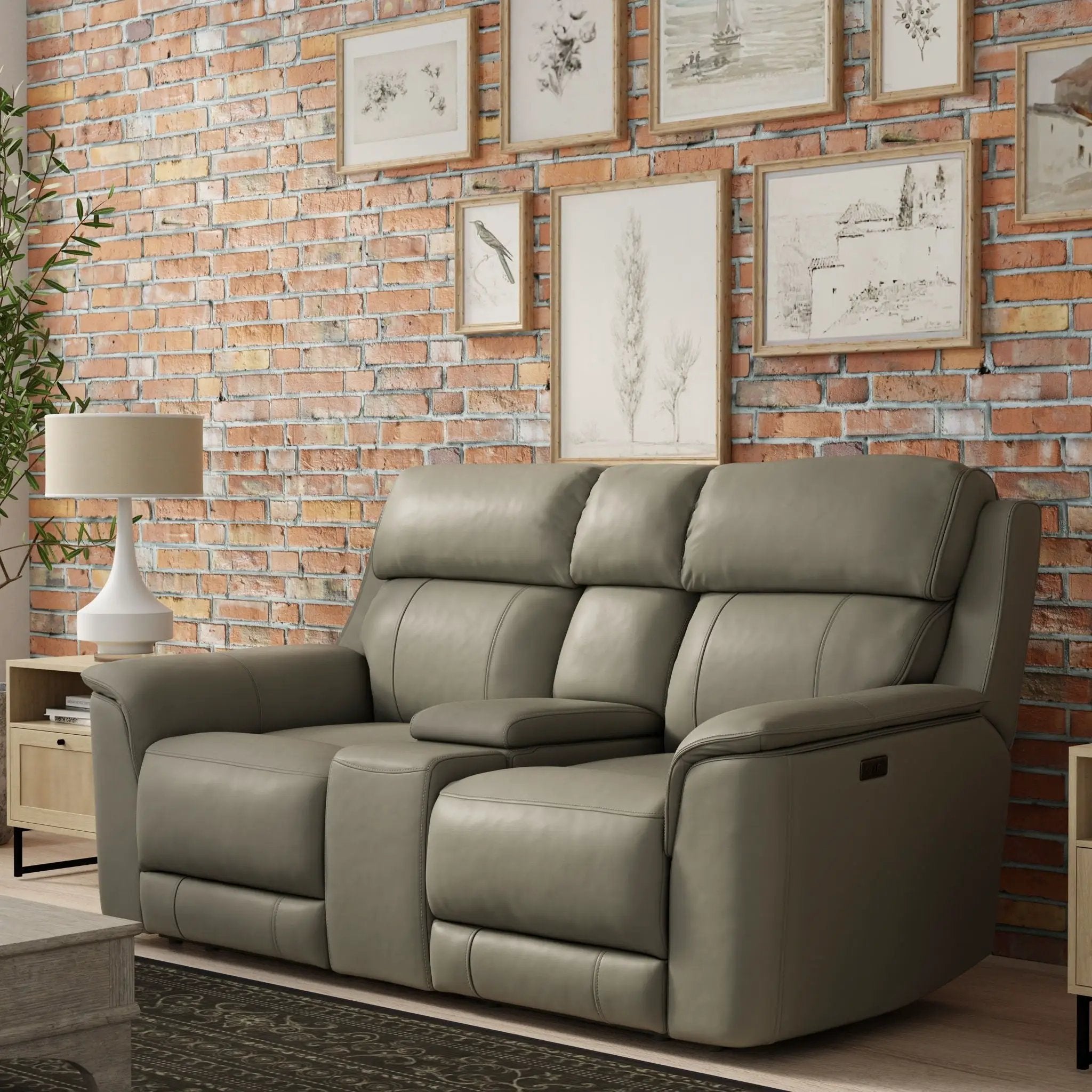 Oslo - Dual Power Reclining Loveseat With Console by Unique Piece Furniture