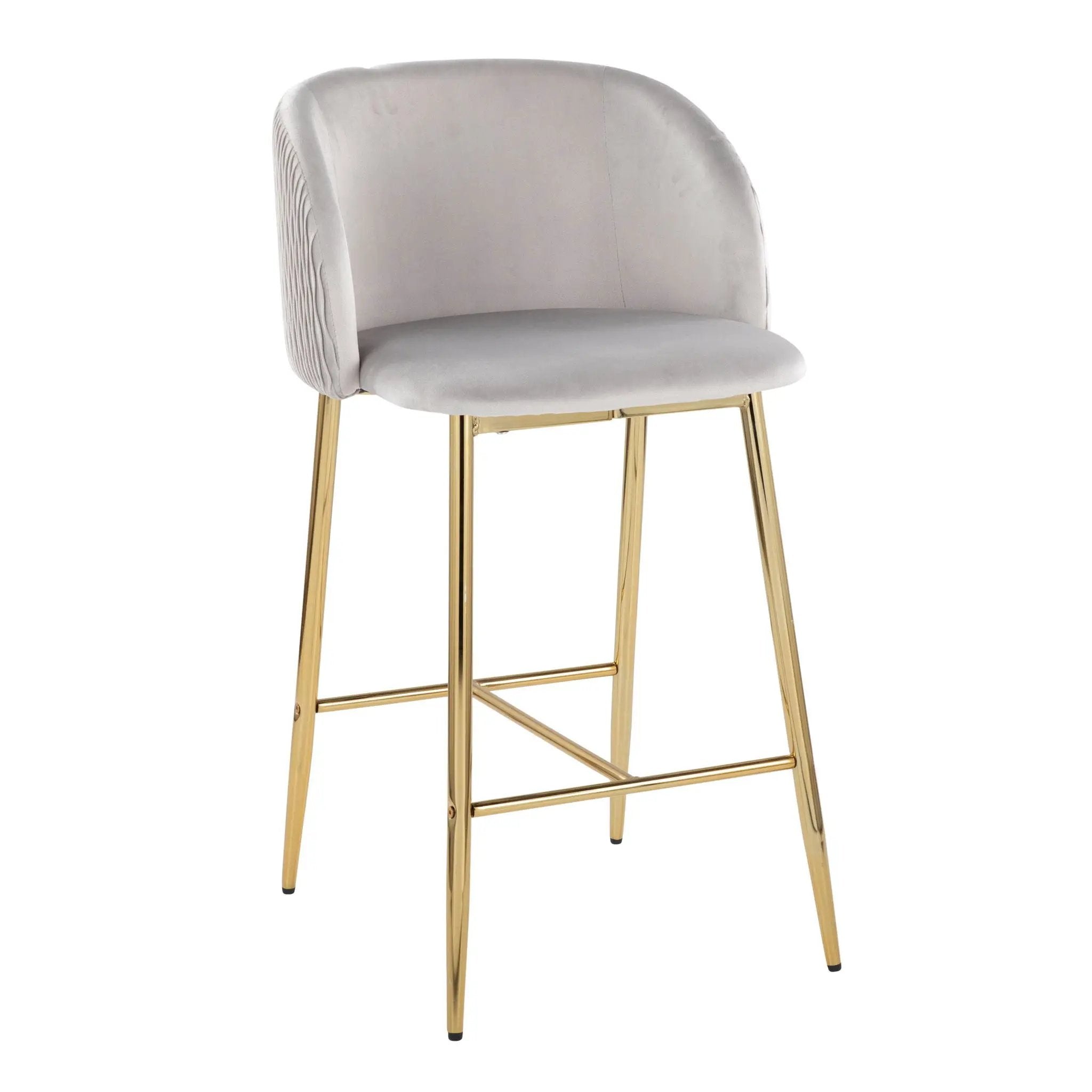 Fran - Pleated Waves Contemporary / Glam Fixed Height Counter Stool (Set of 2) by HouseOfZazla