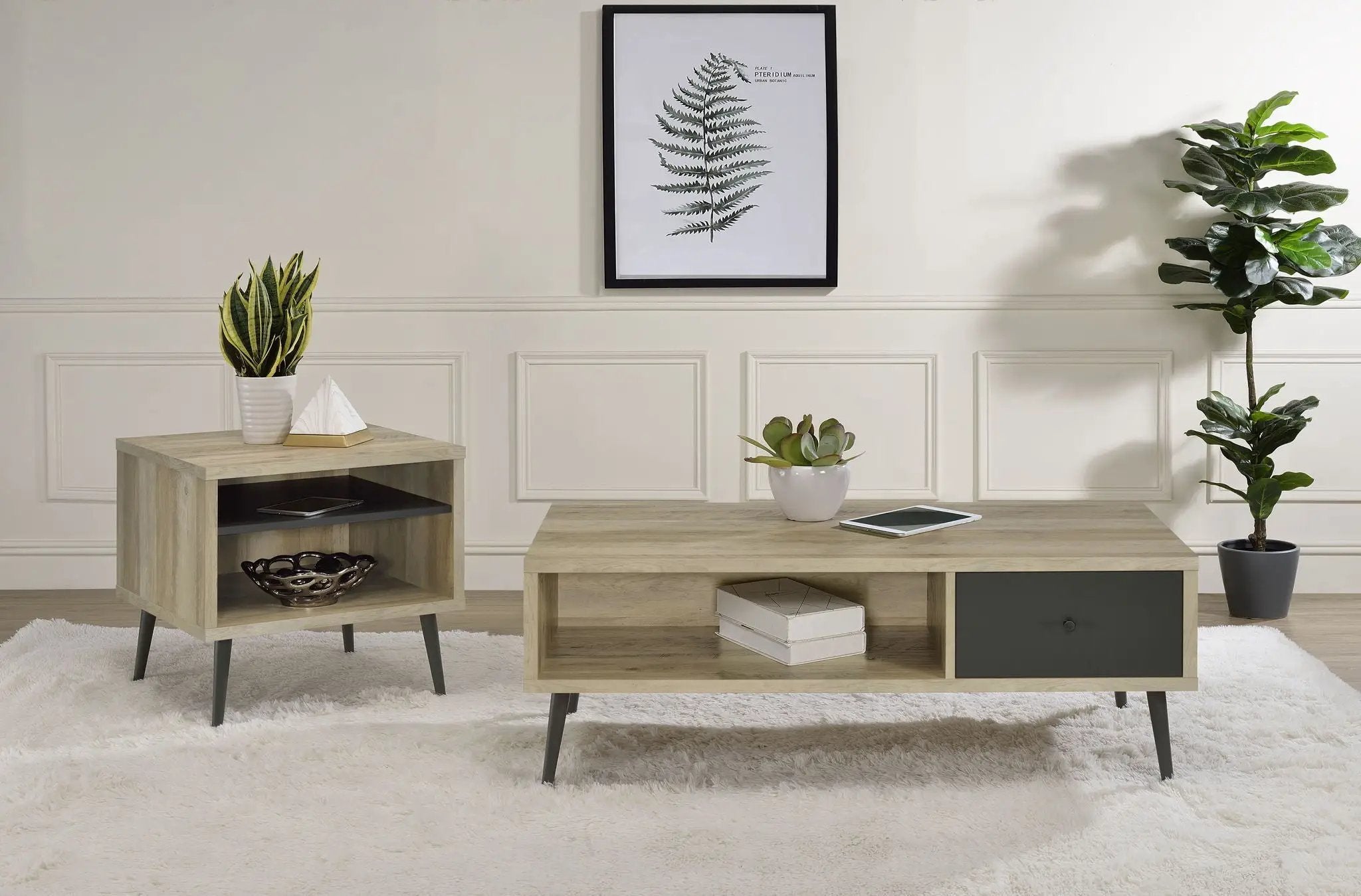 Welsh 2-piece Coffee and End Table Set Distressed Pine by Unique Piece Furniture