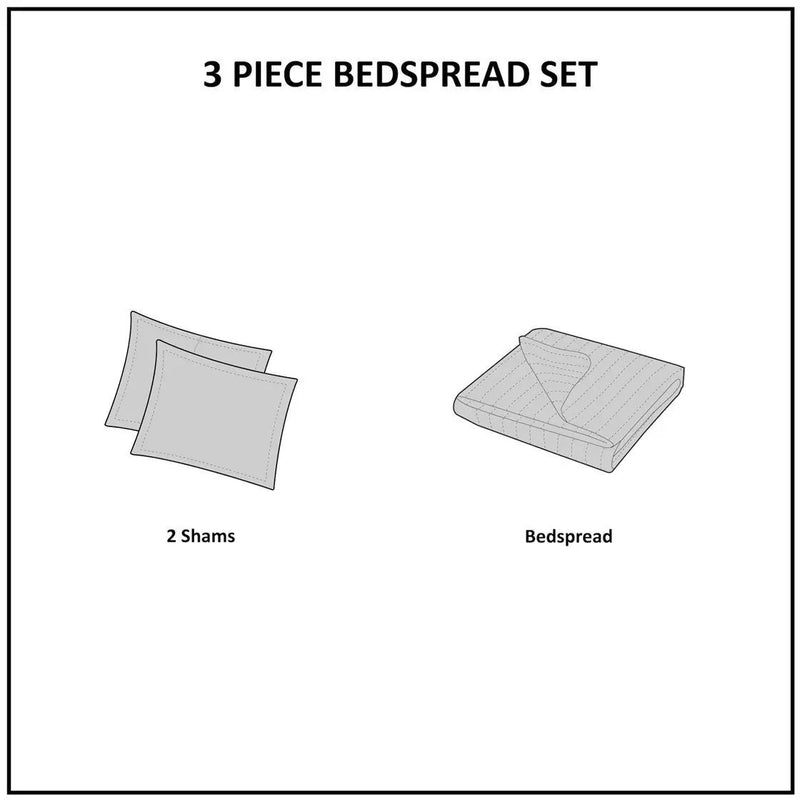3 Piece Reversible Bedspread Set Seafoam Full/Queen by HouseOfZazla