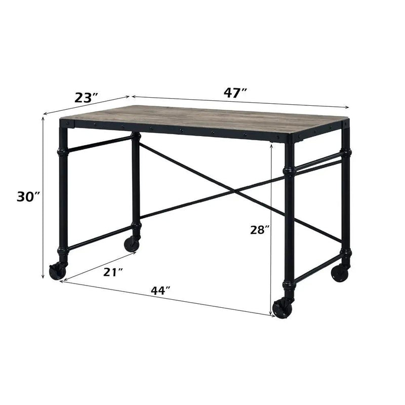 Oklarth - Writing Desk - Rustic Oak & Black by Unique Piece Furniture