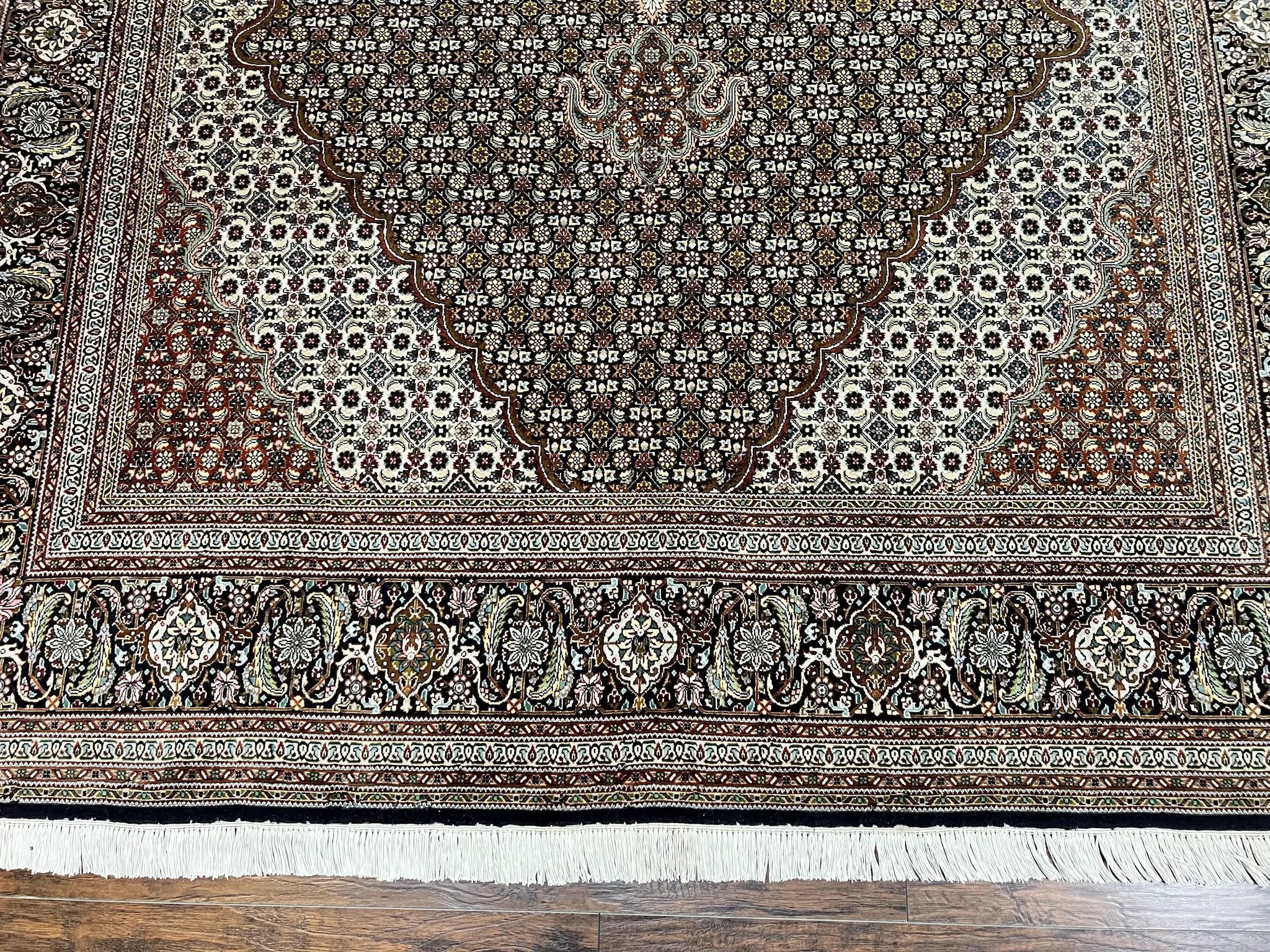 Wonderful Persian Tabriz Rug 7x10 ft, Very Fine 50 Raj 350 KPSI Oriental Carpet, Herati Mahi Pattern, Authentic Hand Knotted Handmade Wool Vintage by Jewel Rugs