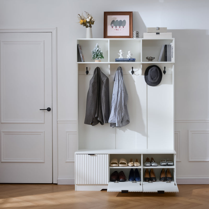 49.6" 5-in-1 Hall Tree with Bench, Shoe Storage & Cabinets by HouseOfZazla