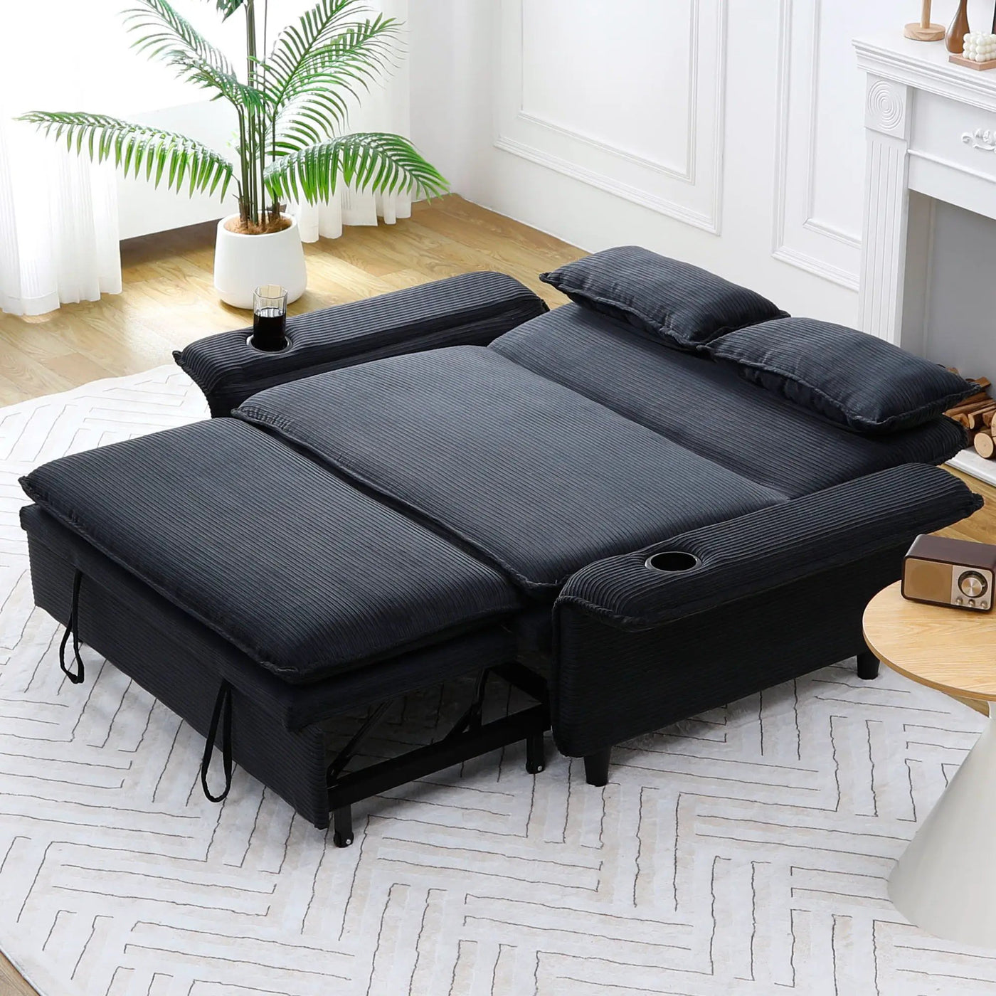 Modern Fabric Multi-Functional Sofa Bed With Adjustable Armrests And Backrests by Unique Piece Furniture