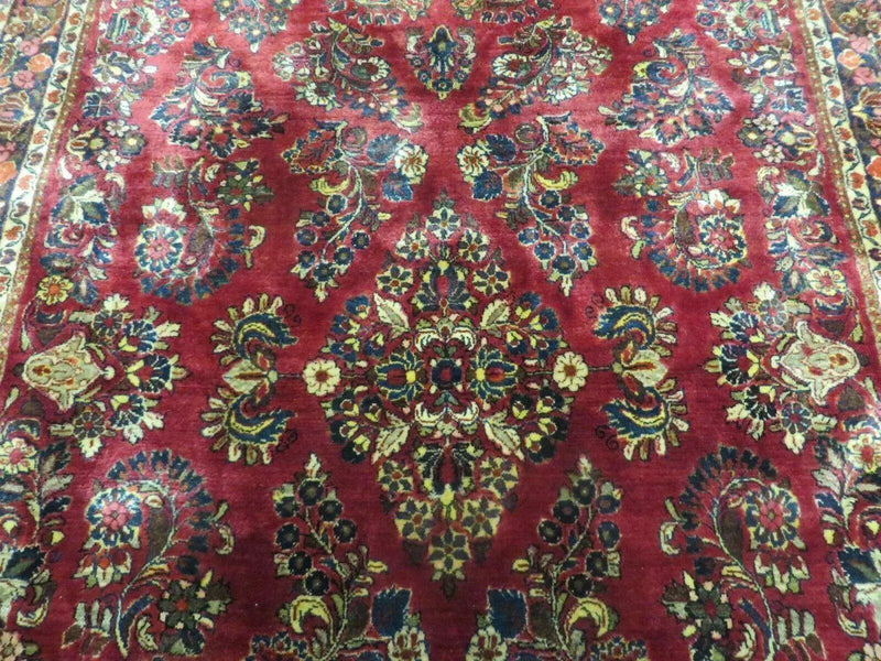 Persian Sarouk Rug 4x6, Red, Floral, Antique by Jewel Rugs