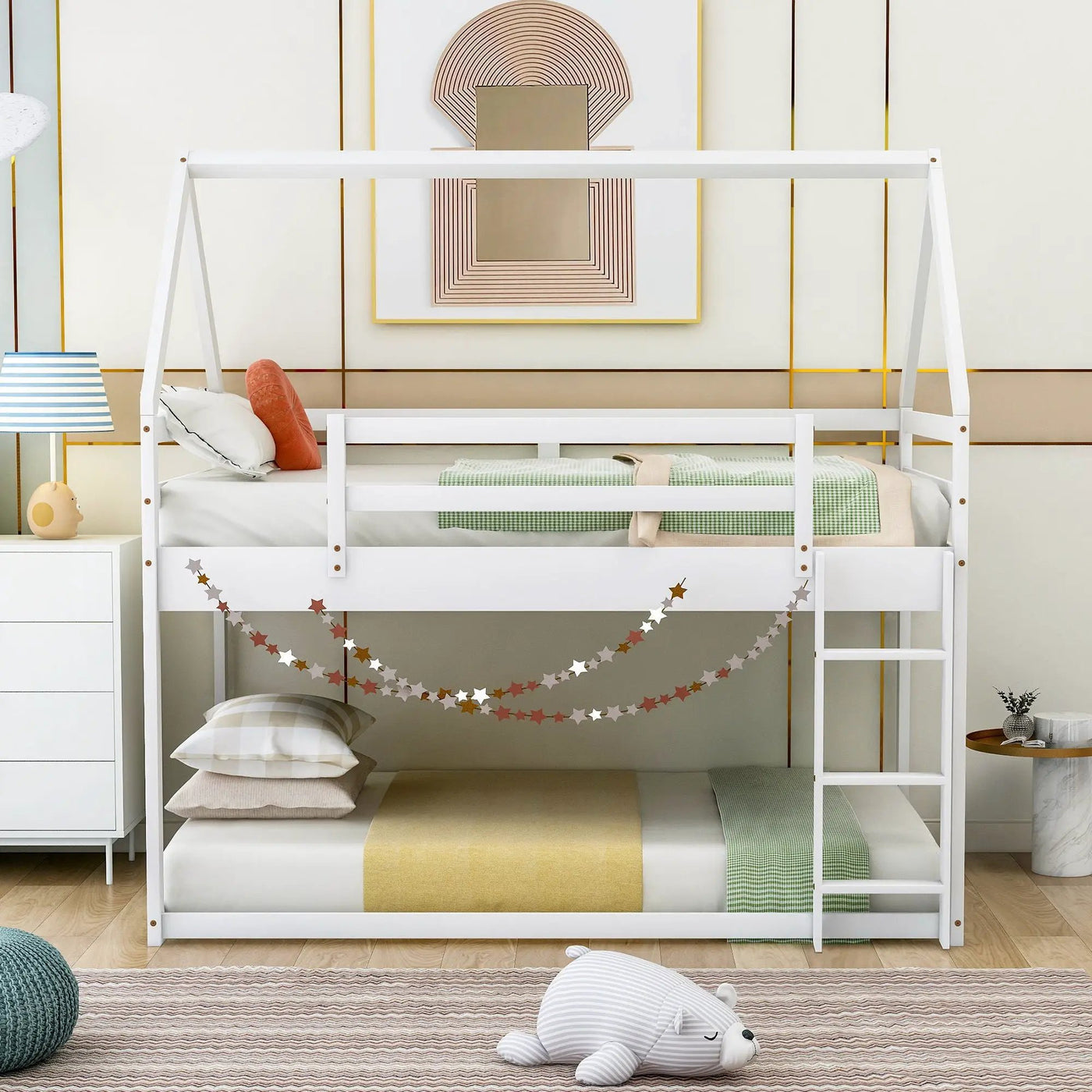 Low Bunk Bed With House Shaped Frame And Ladder by HouseOfZazla
