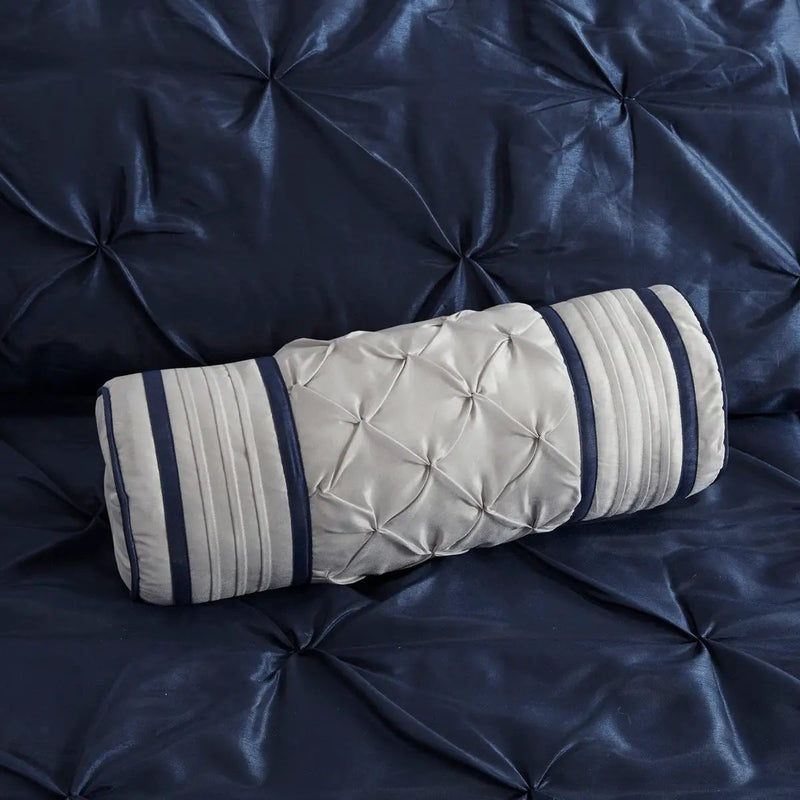 7 Piece Tufted Comforter Set Navy King by HouseOfZazla
