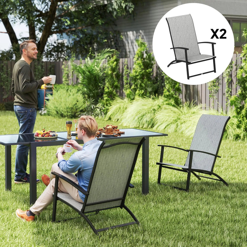 Outsunny Folding Patio Chairs Set of 2, Portable Outdoor Dining Chairs with High Back, Armrests by HouseOfZazla