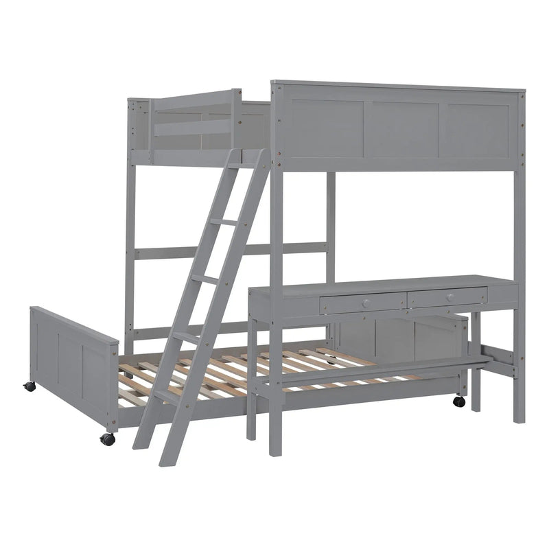 Full Over Full Bunk Bed With Desk
