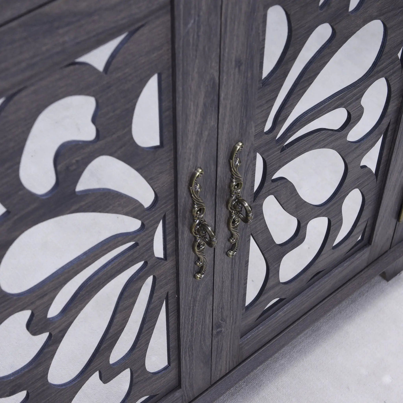Elegant Sideboard With 2 Acrylic Mirrored Doors, Adjustable Shelf Storage by HouseOfZazla