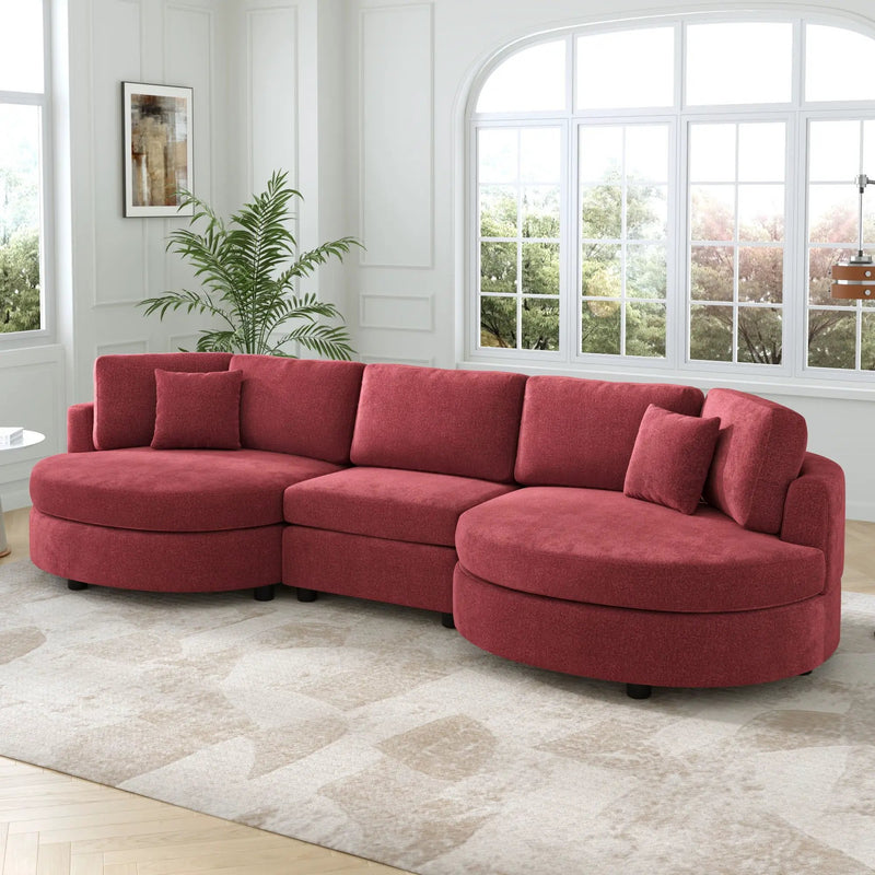 Modern 3 Seater Upholstered Sofa With Curved Design by HouseOfZazla
