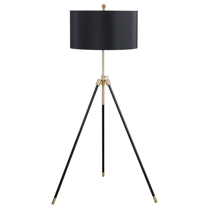 Tripod Drum Shade Floor Lamp With Rotary Switch - Black by HouseOfZazla