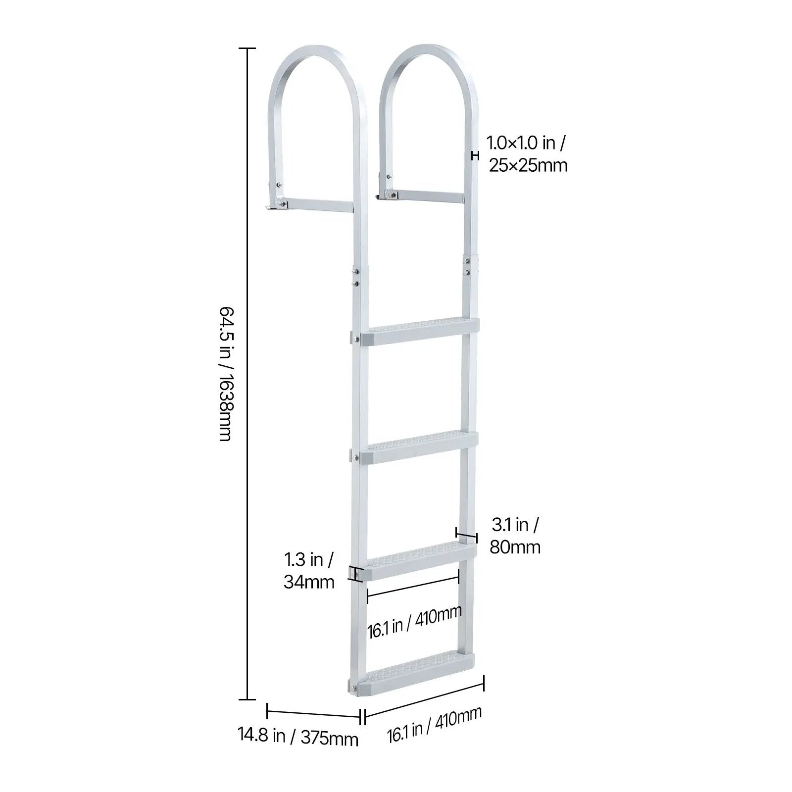 Removable Dock Ladder, 4 Steps, Aluminum Alloy Pontoon Boat Swim Ladder by HouseOfZazla