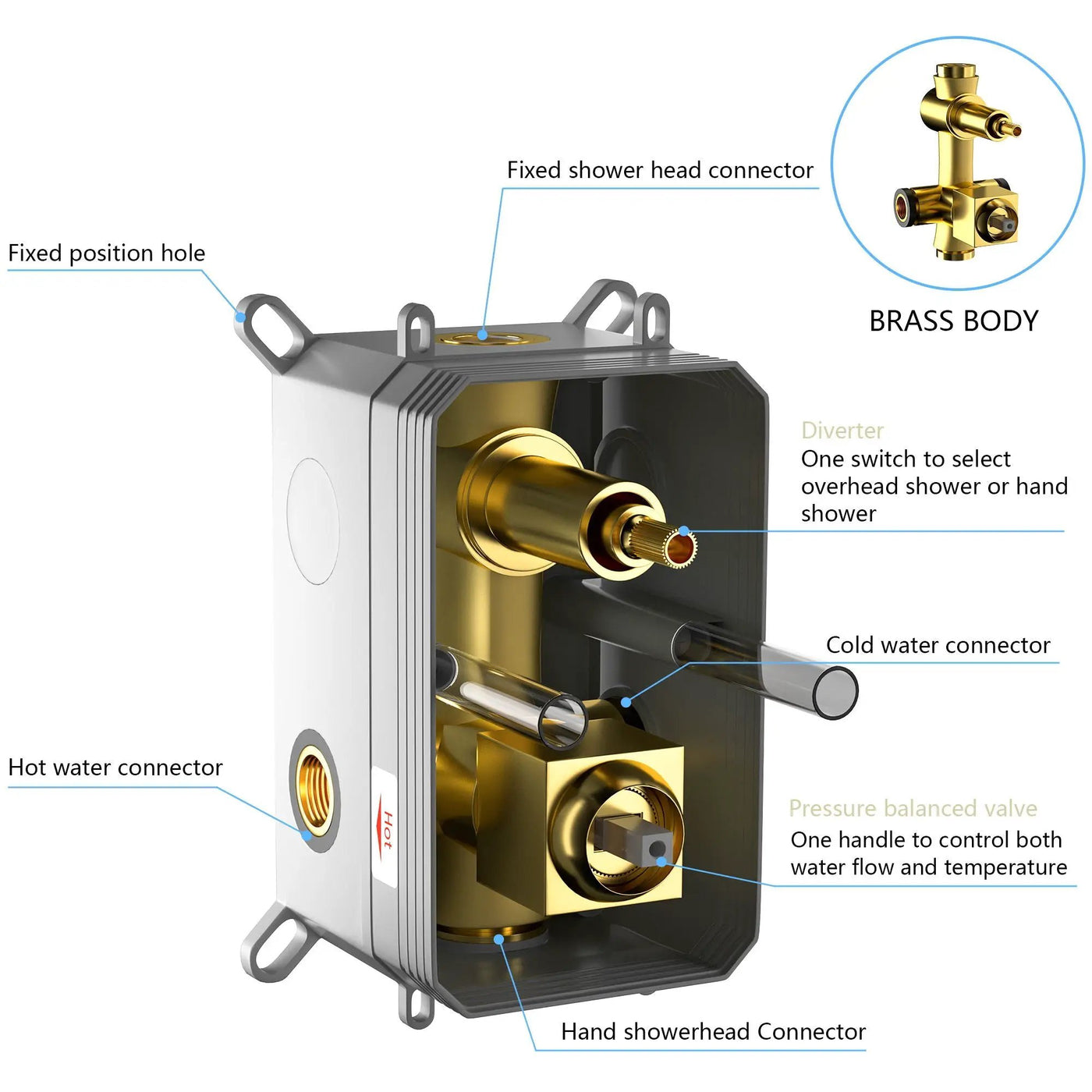 Dual Shower Head System With Ceiling Mount And Rough In Valve by HouseOfZazla