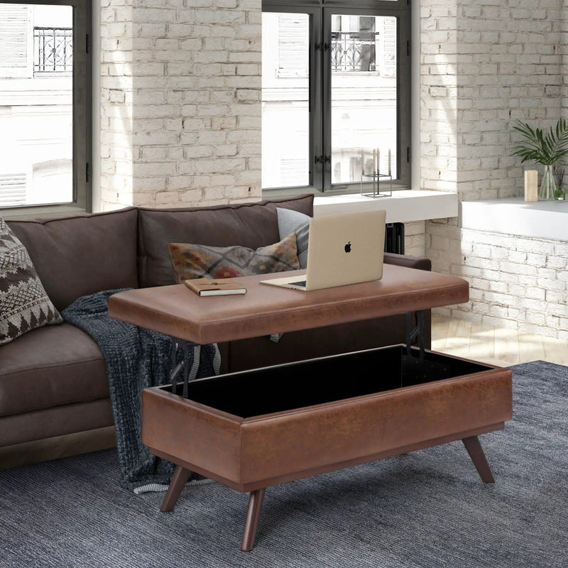 Owen - Lift Top Large Coffee Table Storage Ottoman, Mid Century Style by HouseOfZazla